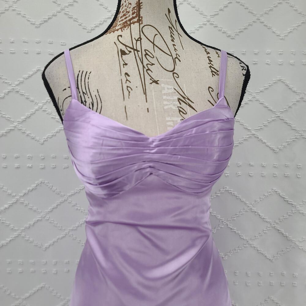 Satin pleated bust Party HOCO Mini dress purple SZ 0 Cocktail party formal - Picture 4 of 12